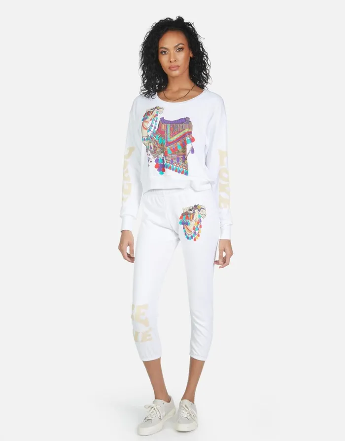 Alana Peace Love Camel White Women039s Lauren Moshi Crop Sweatpants