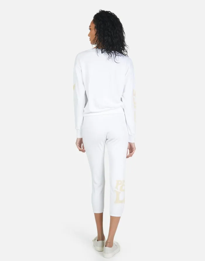 Alana Peace Love Camel White Women039s Lauren Moshi Crop Sweatpants