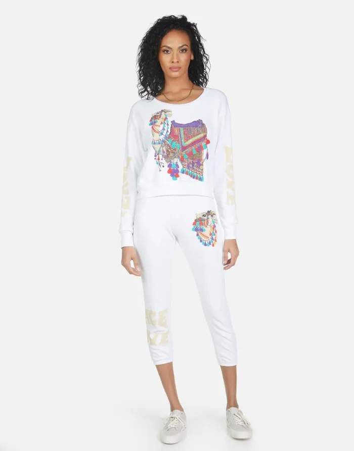Alana Peace Love Camel White Women039s Lauren Moshi Crop Sweatpants