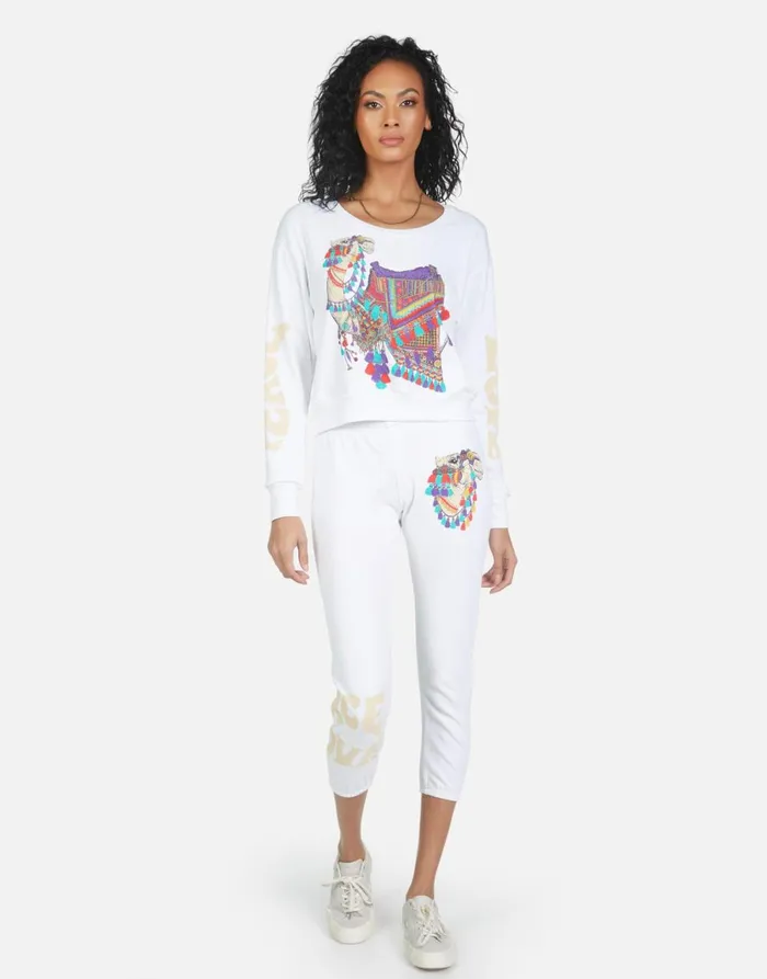 Alana Peace Love Camel White Women039s Lauren Moshi Crop Sweatpants