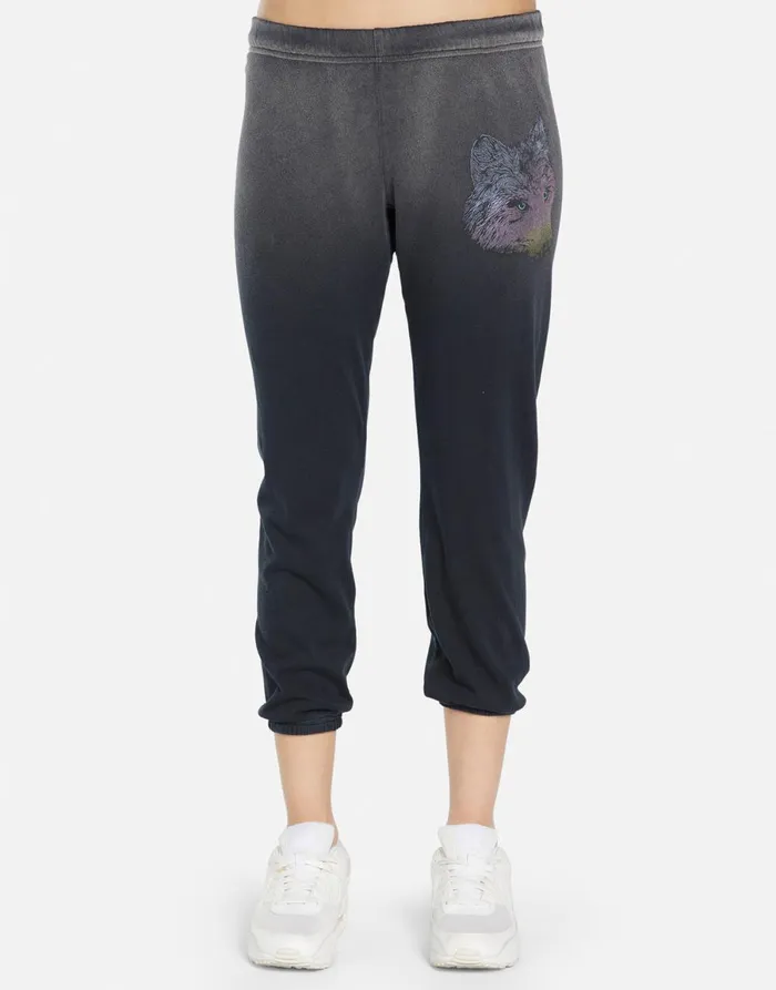 Alana Wild Wolf Jet Black Ombre Women039s Lauren Moshi Crop Sweatpants