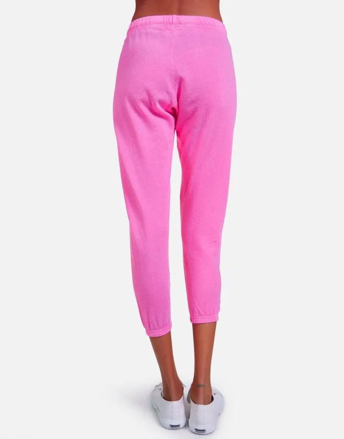 Alana X Pink Lightning Bolt Neon Pink Women039s Lauren Moshi Crop Sweatpants