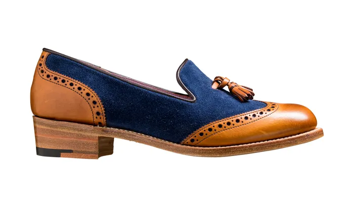 Amber 8211 Cedar Calf Blue Suede Women Barker Shoes Womens Loafers