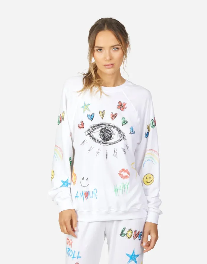 Anela Doodle Elements White Women039s Lauren Moshi Long Sleeve