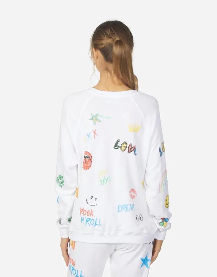 Anela Doodle Elements White Women039s Lauren Moshi Long Sleeve