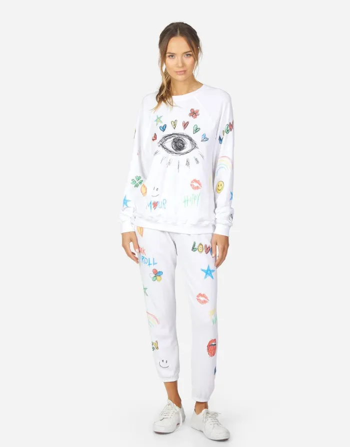 Anela Doodle Elements White Women039s Lauren Moshi Long Sleeve