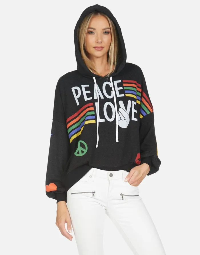 Anissa Peace Love Stripe Black Women039s Lauren Moshi Hoodies
