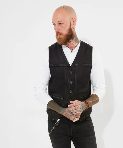 Apparel Black Leather Waistcoat Black Coats and Jackets Joebrowns Apparel Black Leather Waistcoat Black Coats and Jackets Joebrowns