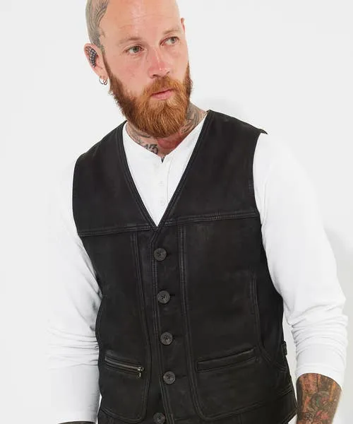 Apparel Black Leather Waistcoat Black Coats and Jackets Joebrowns Apparel Black Leather Waistcoat Black Coats and Jackets Joebrowns