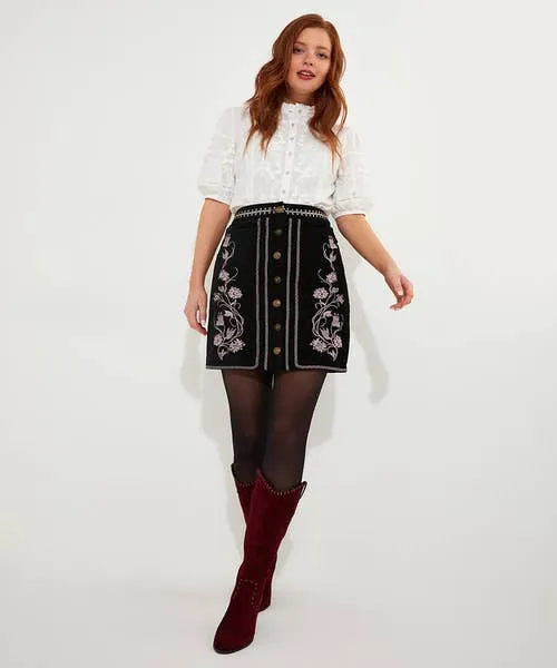 Apparel Skirts Joebrowns Embroidered Skirt Black Apparel Skirts Joebrowns Embroidered Skirt Black