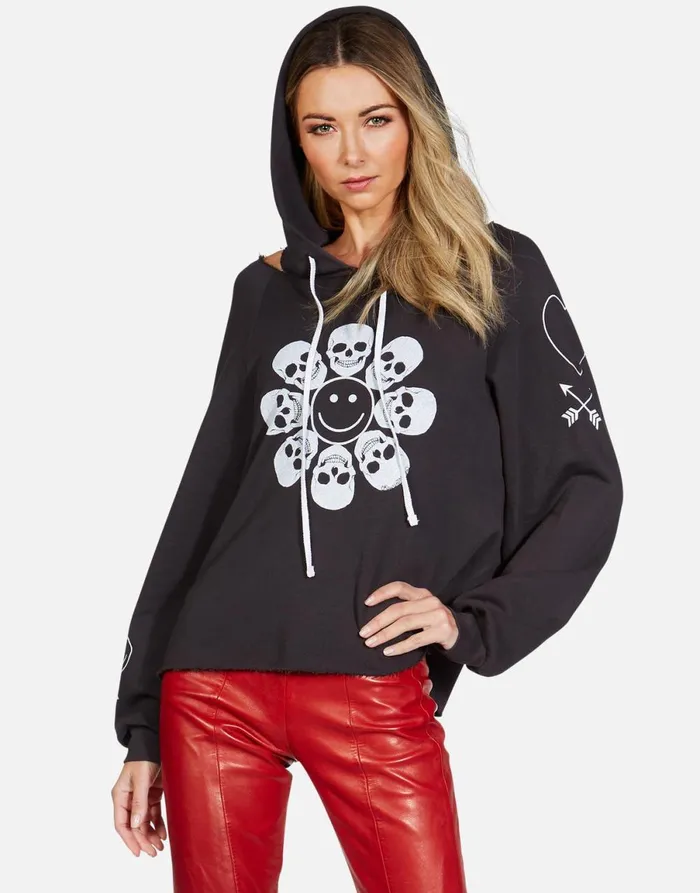 Autumn Happy Skull Flower Onyx Women039s Lauren Moshi Hoodies