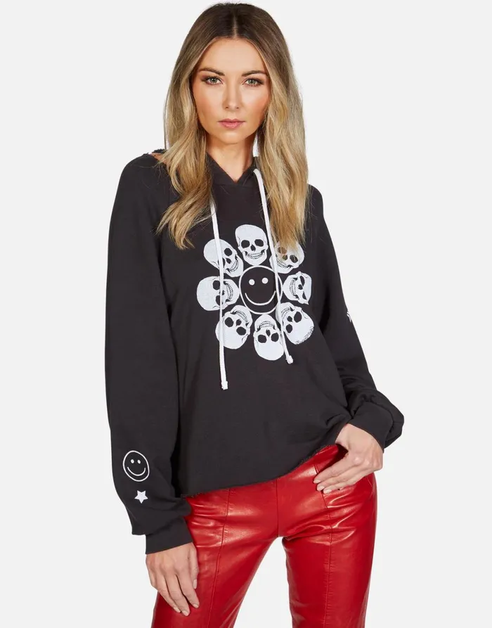 Autumn Happy Skull Flower Onyx Women039s Lauren Moshi Hoodies