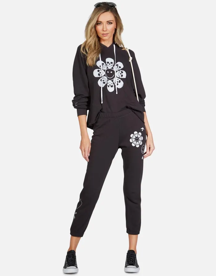 Autumn Happy Skull Flower Onyx Women039s Lauren Moshi Hoodies