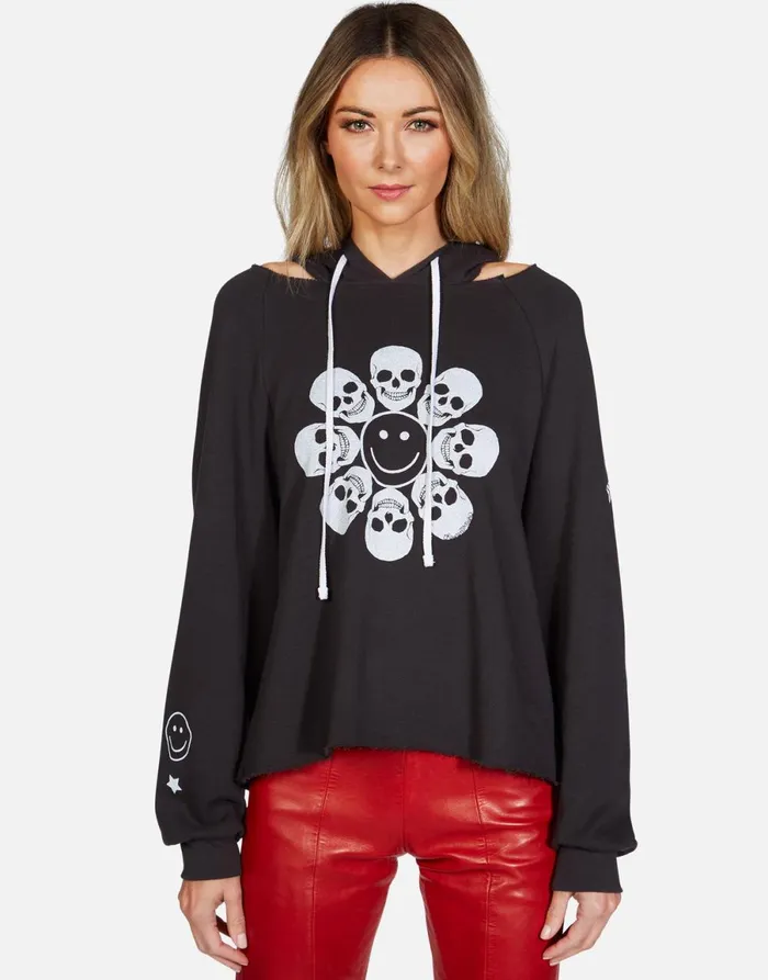 Autumn Happy Skull Flower Onyx Women039s Lauren Moshi Hoodies