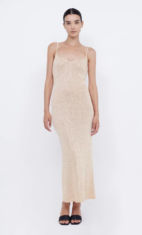 Bec Bridge Maxi Dresses Women SADIE SEQUIN KNIT SLIP DRESS 8211 GOLD