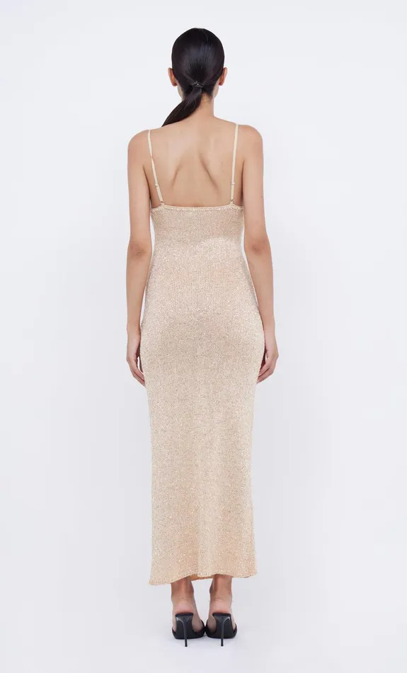 Bec Bridge Maxi Dresses Women SADIE SEQUIN KNIT SLIP DRESS 8211 GOLD
