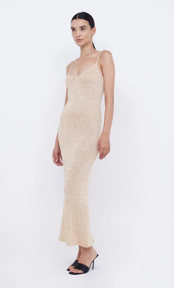 Bec Bridge Maxi Dresses Women SADIE SEQUIN KNIT SLIP DRESS 8211 GOLD