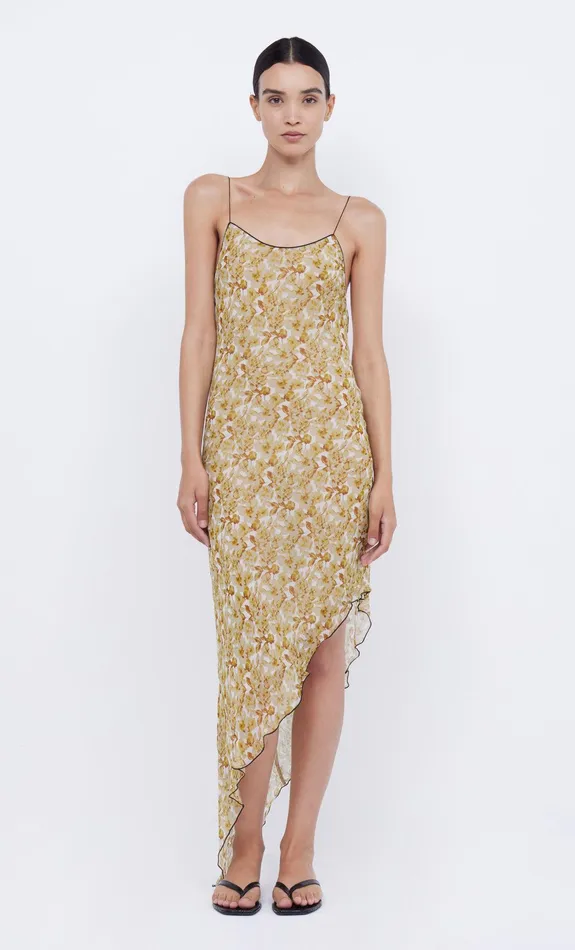 Bec Bridge Midi Dresses Women FLORENTINE ASYM MIDI DRESS 8211 GOLDEN BLURRED FLORAL
