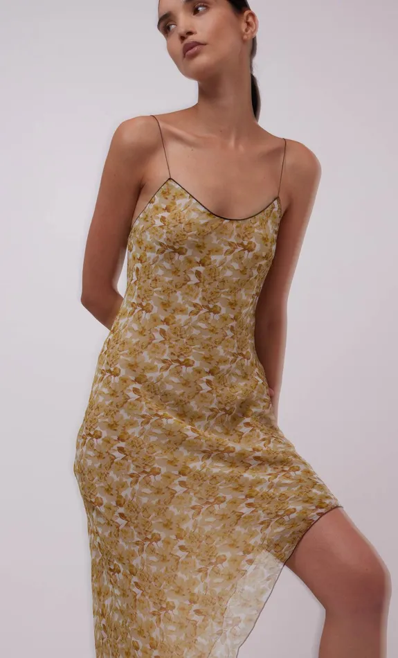 Bec Bridge Midi Dresses Women FLORENTINE ASYM MIDI DRESS 8211 GOLDEN BLURRED FLORAL