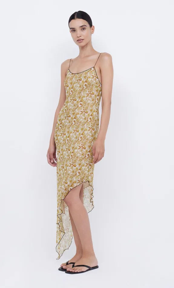 Bec Bridge Midi Dresses Women FLORENTINE ASYM MIDI DRESS 8211 GOLDEN BLURRED FLORAL