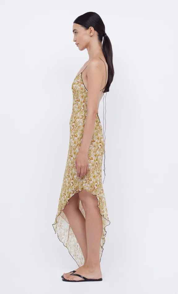 Bec Bridge Midi Dresses Women FLORENTINE ASYM MIDI DRESS 8211 GOLDEN BLURRED FLORAL