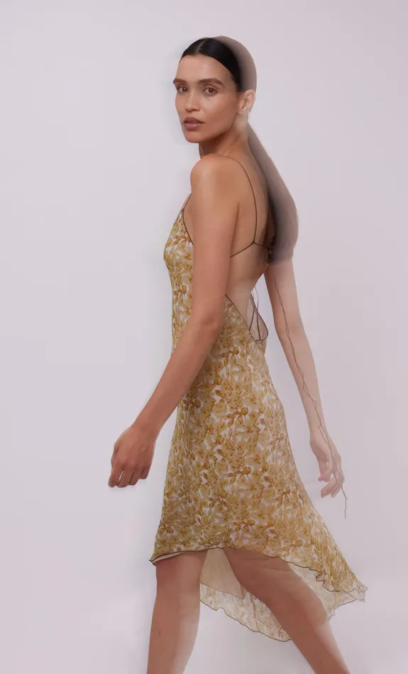 Bec Bridge Midi Dresses Women FLORENTINE ASYM MIDI DRESS 8211 GOLDEN BLURRED FLORAL