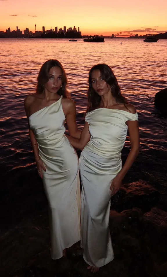 Bec Bridge Wedding Guest Women ETERNITY OFF SHOULDER MAXI 8211 ICE YELLOW
