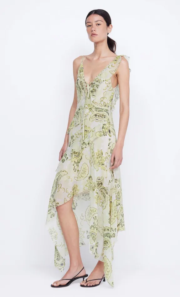 Bec Bridge Wedding Guest Women LYLOU FRILL DRESS 8211 LEMON PAISLEY