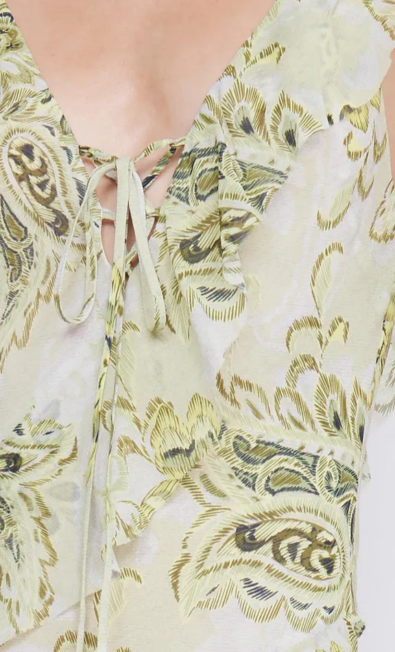 Bec Bridge Wedding Guest Women LYLOU FRILL DRESS 8211 LEMON PAISLEY