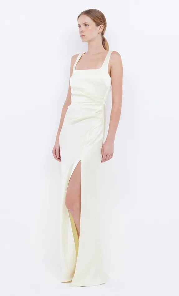 Bec Bridge Wedding Guest Women THE DREAMER SQUARE NECK DRESS 8211 ICE YELLOW