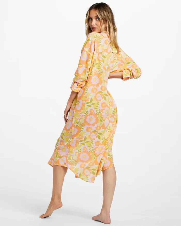 Billabong Cover Ups Daylight Dreamin Midi Shirt Swim CoverUp Orange Peel 8211 Women