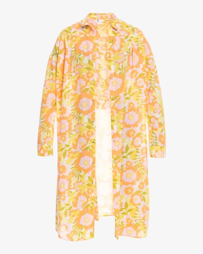 Billabong Cover Ups Daylight Dreamin Midi Shirt Swim CoverUp Orange Peel 8211 Women