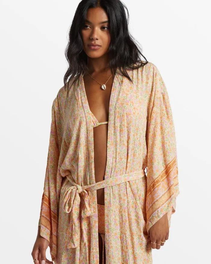Billabong Cover Ups Head Over Heels Beach Kimono Pink Dream 8211 Women