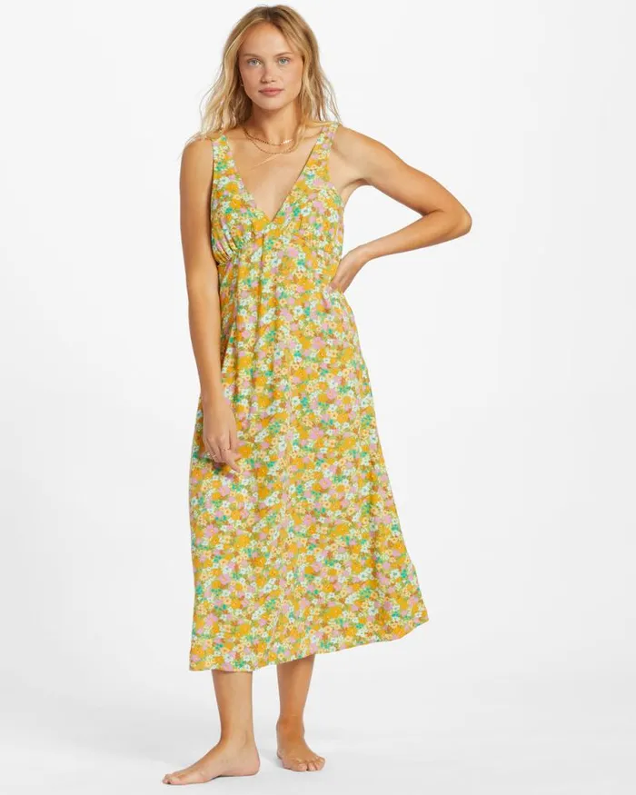 Billabong Dresses Feel The Love Midi Dress Palm Green 8211 Women