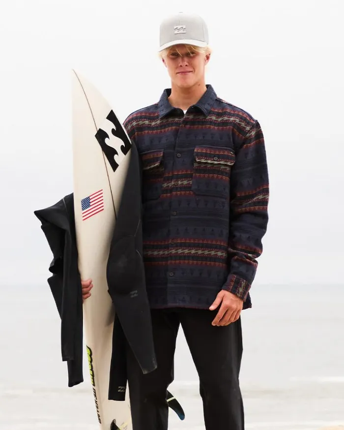 Billabong Flannels Offshore Jacquard Flannel Long Sleeve Shirt Dusty Navy 8211 Men