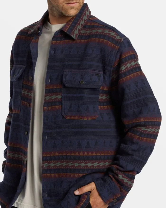 Billabong Flannels Offshore Jacquard Flannel Long Sleeve Shirt Dusty Navy 8211 Men Billabong Flannels Offshore Jacquard Flannel Long Sleeve Shirt Dusty Navy 8211 Men