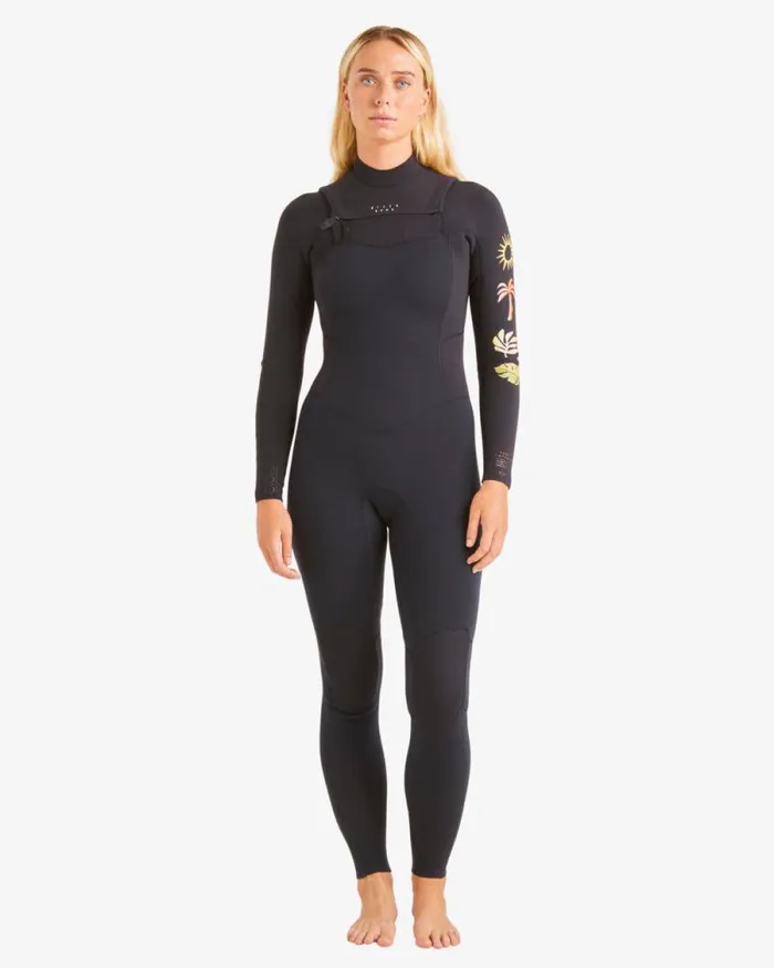 Billabong Fullsuits 43mm Salty Dayz Natural Chest Zip Wetsuit Hidden Palms Black 8211 Women