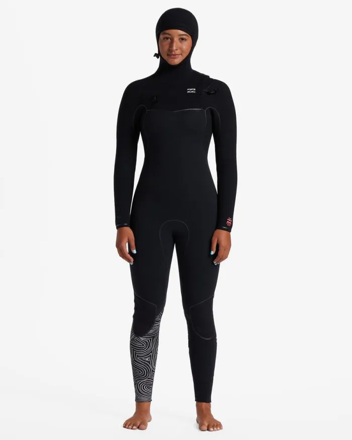 Billabong Fullsuits 54 Furnace Chest Zip Hooded Wetsuit Midnight Trails 8211 Women