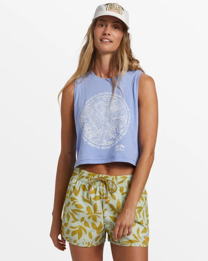 Billabong Graphic Tees and Tanks ADiv Cropped Muscle Tank Top Cosmic Blue 8211 Women