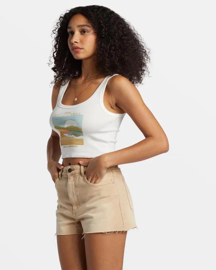 Billabong Graphic Tees and Tanks The Golden West Cropped Tank Top Salt Crystal 8211 Women