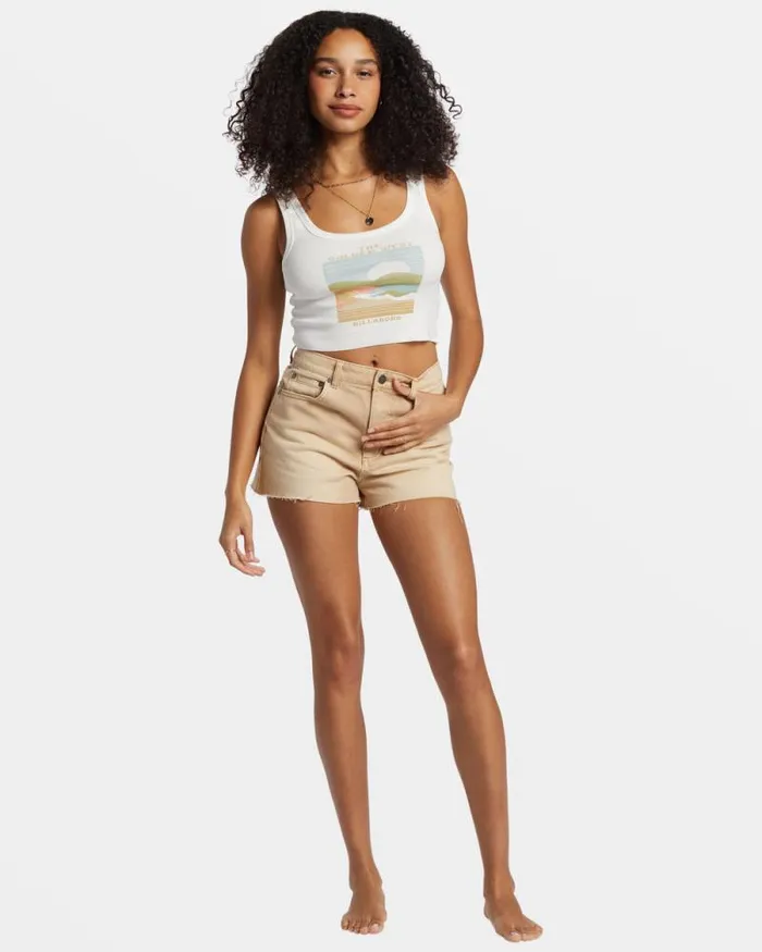 Billabong Graphic Tees and Tanks The Golden West Cropped Tank Top Salt Crystal 8211 Women