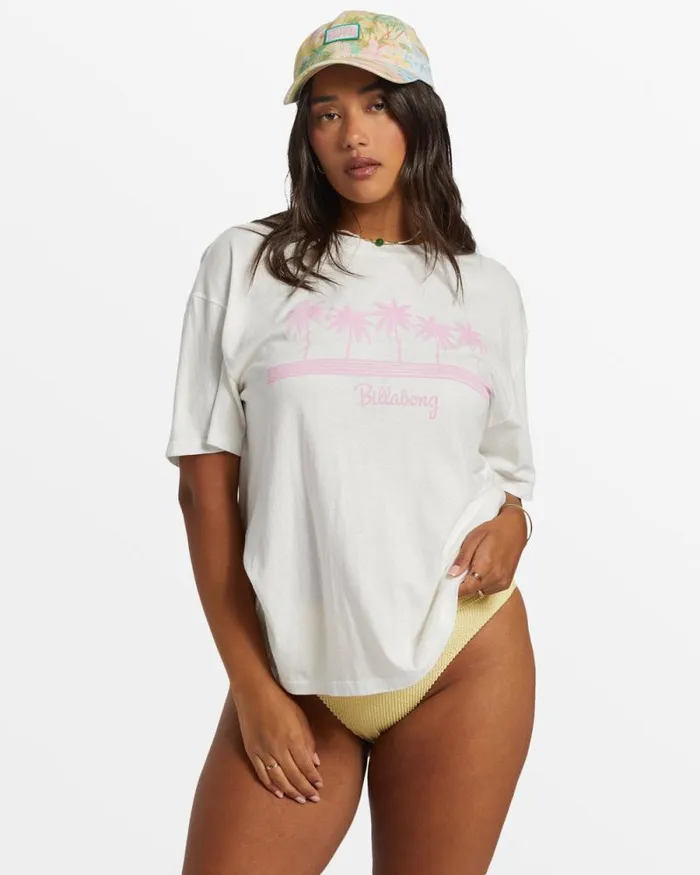 Billabong Graphic Tees and Tanks Vacation Spot Oversized TShirt Salt Crystal 8211 Women