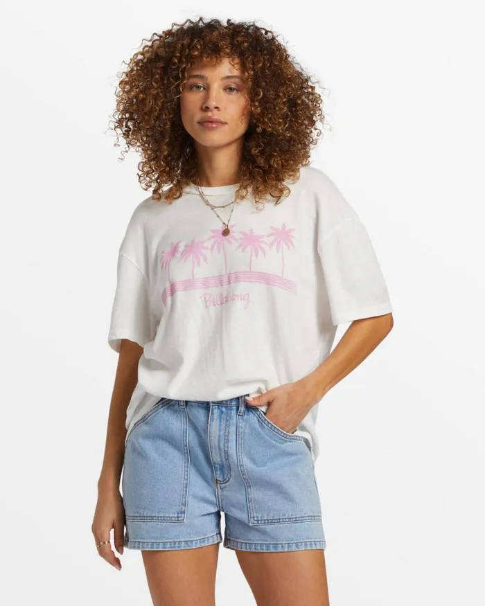 Billabong Graphic Tees and Tanks Vacation Spot Oversized TShirt Salt Crystal 8211 Women