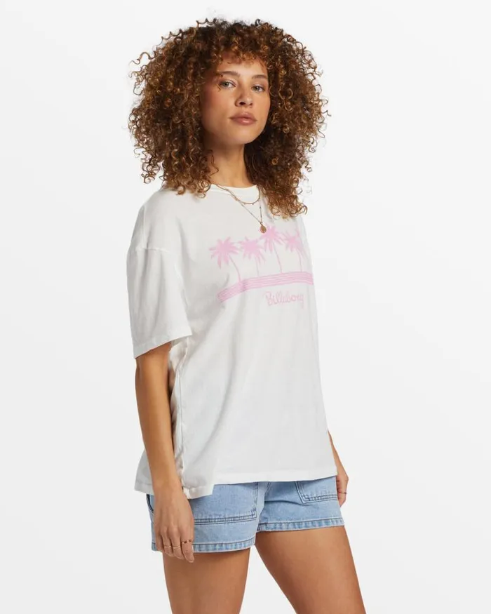 Billabong Graphic Tees and Tanks Vacation Spot Oversized TShirt Salt Crystal 8211 Women