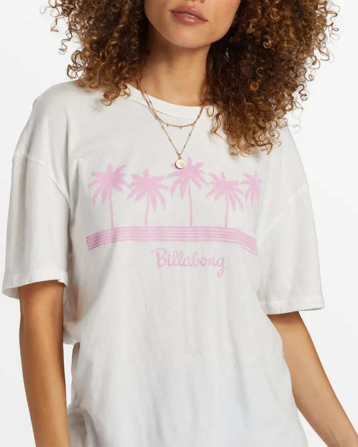 Billabong Graphic Tees and Tanks Vacation Spot Oversized TShirt Salt Crystal 8211 Women