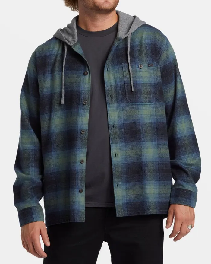 Billabong Hoodies and Fleece Baja Hooded Long Sleeve Flannel Shirt Fern 8211 Men
