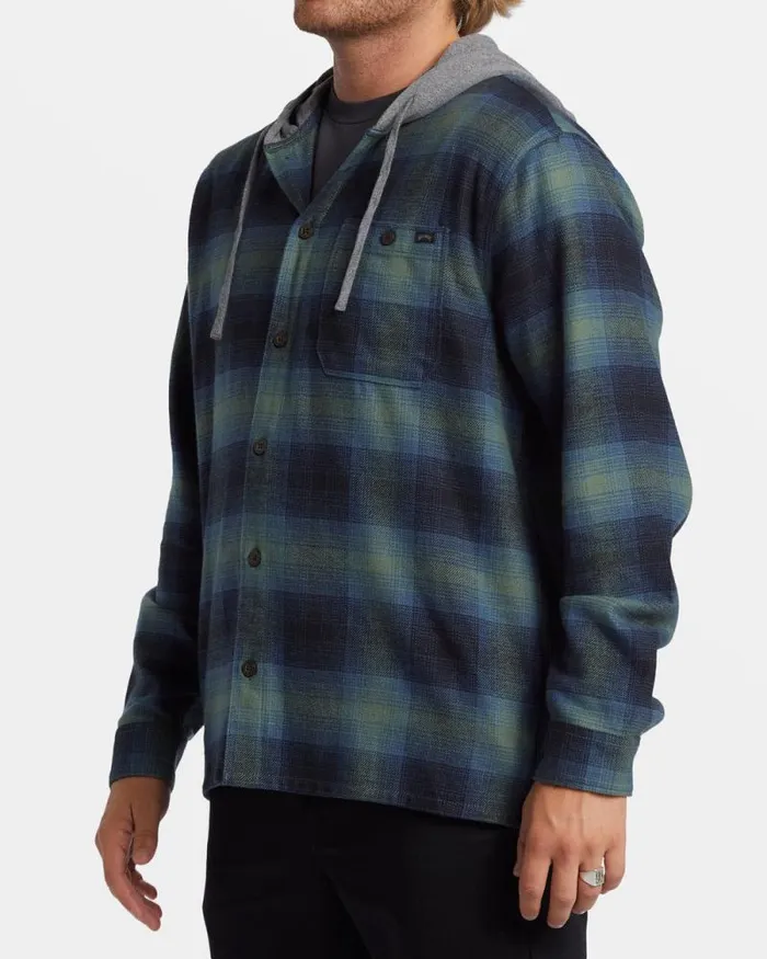 Billabong Hoodies and Fleece Baja Hooded Long Sleeve Flannel Shirt Fern 8211 Men