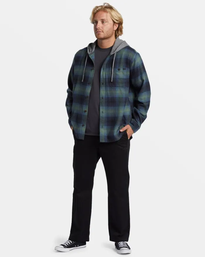 Billabong Hoodies and Fleece Baja Hooded Long Sleeve Flannel Shirt Fern 8211 Men