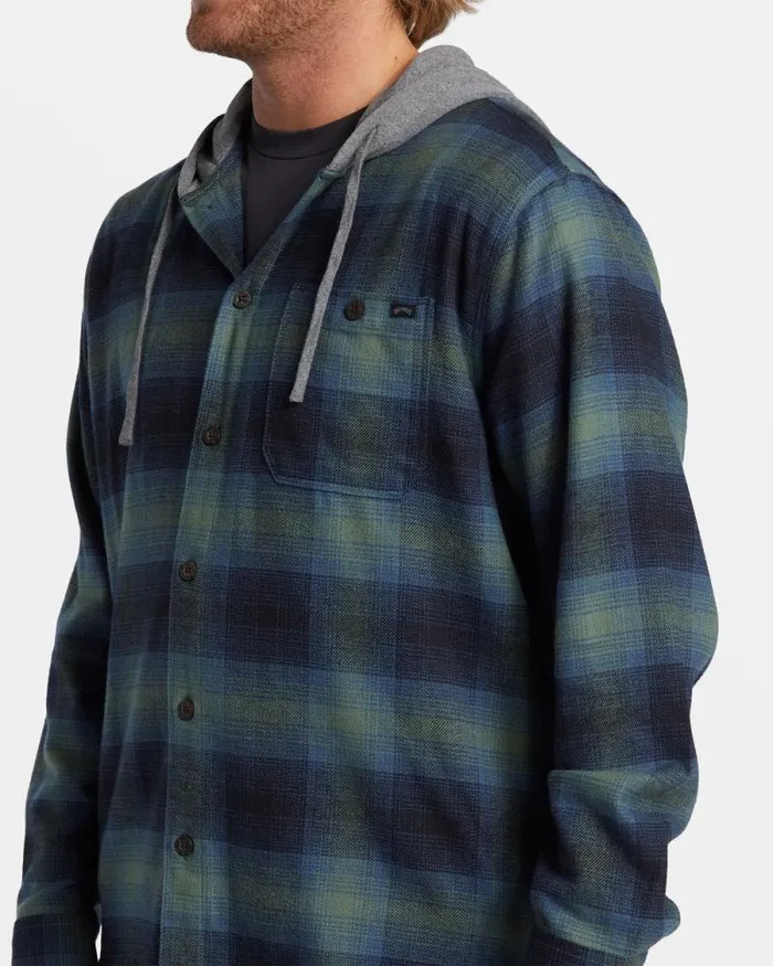 Billabong Hoodies and Fleece Baja Hooded Long Sleeve Flannel Shirt Fern 8211 Men