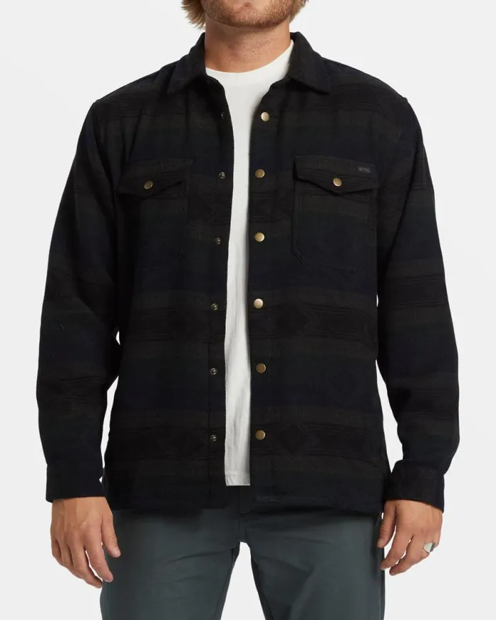 Billabong Jackets Lodge Long Sleeve Flannel Shirt Military 8211 Men